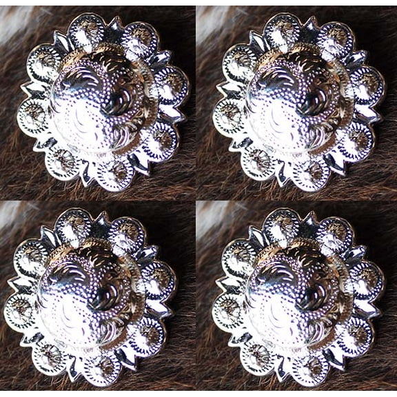 4 Conchos Silver Horse Saddle Tack Western Bridle Berry concho Co196