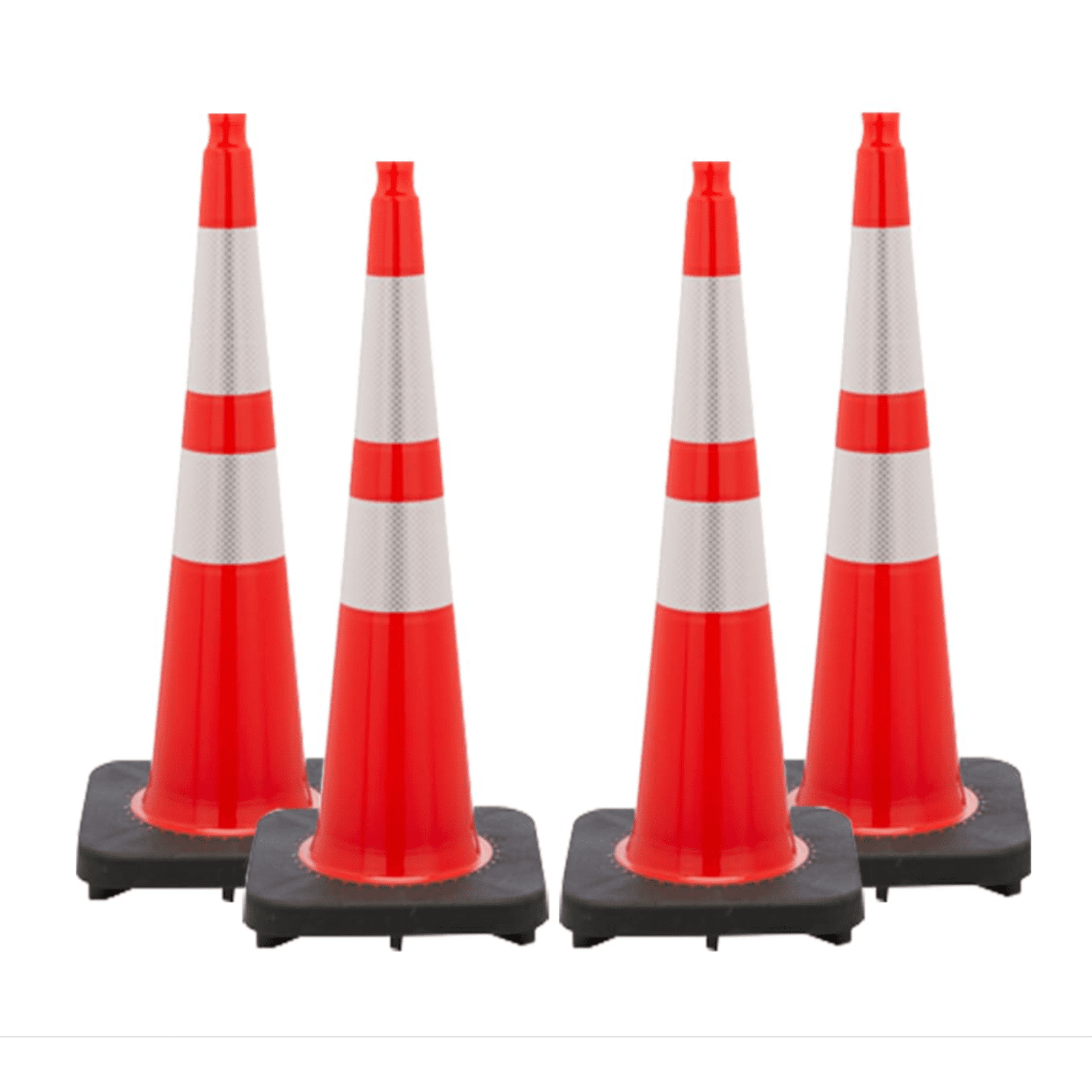 (4 Cones) BESEA 36” inch Orange PVC Traffic Cones, Black Base ...