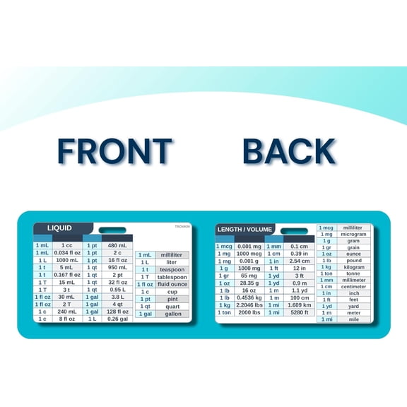 4 Conversion Cards, Badge Reference Card, Quick Guide for Medical Staff, Volume, Liquid, Height, Weight, Time, Temperature (Badge Size)$$Office