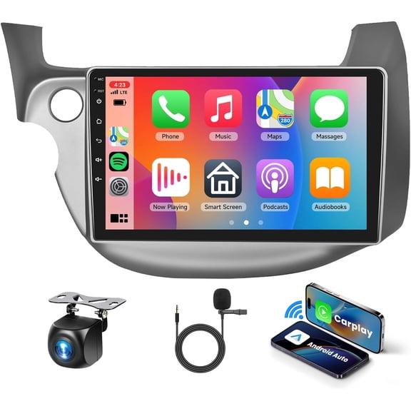 4 Core+64G Android 13 Car Stereo for Honda Fit 2008-2013 with Wireless Carplay Android Auto, 10.1 Inch Touch Screen Radio Support GPS/WiFi/Bluetooth/SWC+Backup Camera