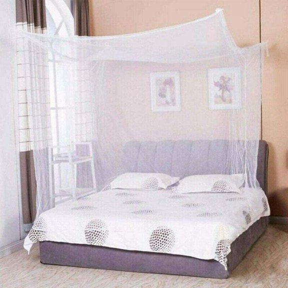 4 Corner Mosquito Net for Bed, Full Size Canopy Netting Drapes | Ultra Fine Mosquitero Bug Protection Bedroom Patio Camping and Outdoor Travel, White, L75 X W47 H59 Inch