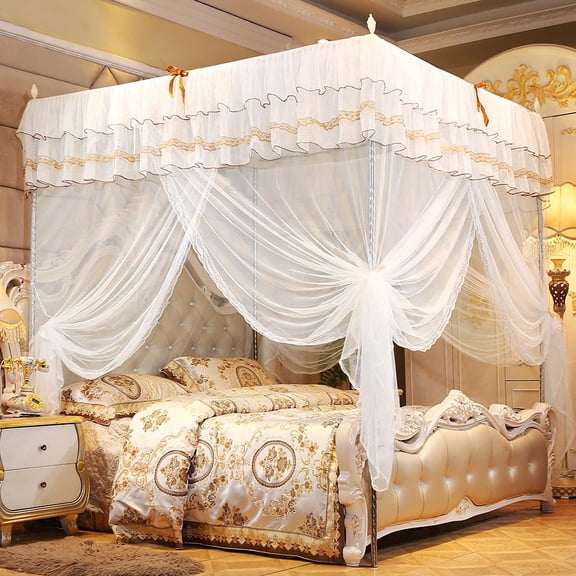 4 Corner Post Bed Canopy,Greensen Mosquito Net Luxury Princess Bed Curtain Canopy Netting Mosquito Net Bedding, Bed Curtain, Bed Canopy