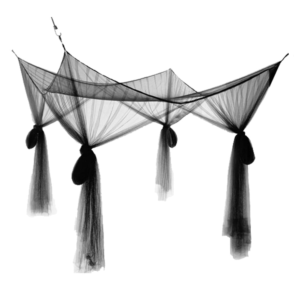 4 Corner Post Bed Canopy Mosquito Net Full Queen King Size Bedding Elegant style[black]