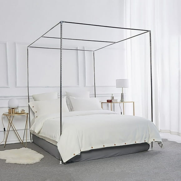 4 Corner Stainless Steel Canopy Bed Frame Post Mosquito Netting Bracket for King Size Bed