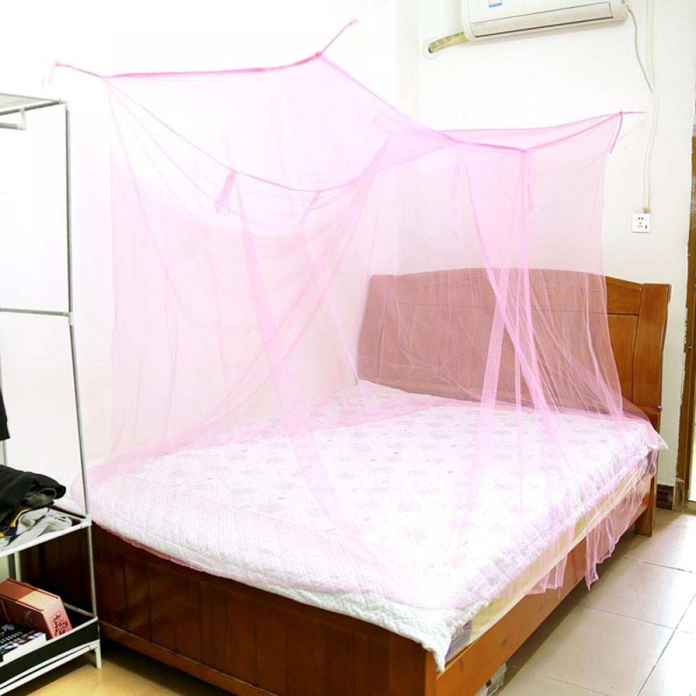 4 Corners Bed Canopy Mosquito Net for Bed Canopy Bed Curtains Bed Canopies & Drapes for Queen Size Bed Twin Bed and King Bed (Pink)