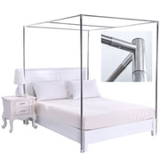 WOOW DEPOT 4 Corners Bed Mosquito Netting Canopy Frame Stainless Steel Post Twin Full Queen King Size