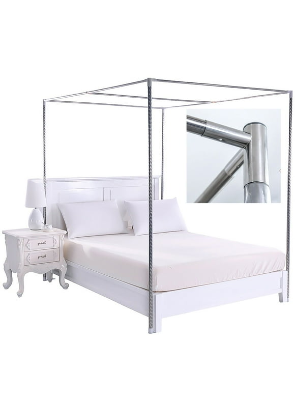 4 Corners Bed Mosquito Netting Canopy Frame Stainless Steel Post Twin Full Queen King Size