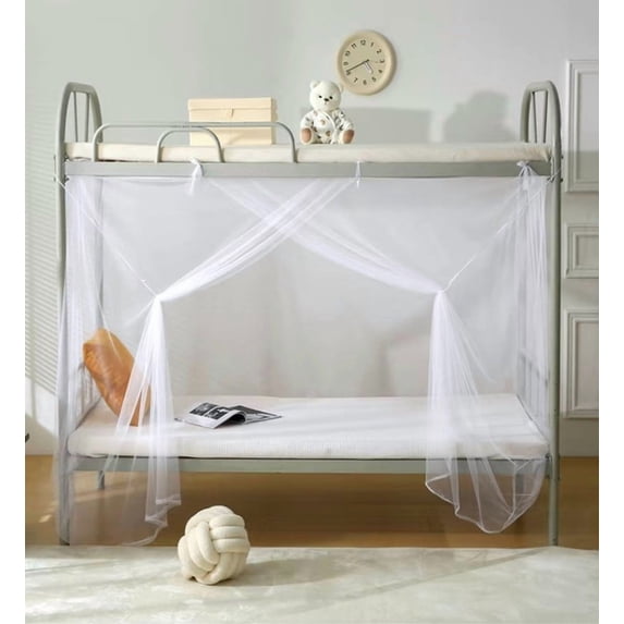 4 Corners Mosquito Net for Mosquiteros para Camas Bed Canopies Netting Bed Drapes Rectangular Mosquito Mesh for Camping Home Outdoor Travel(47"* 75"* 57",White)
