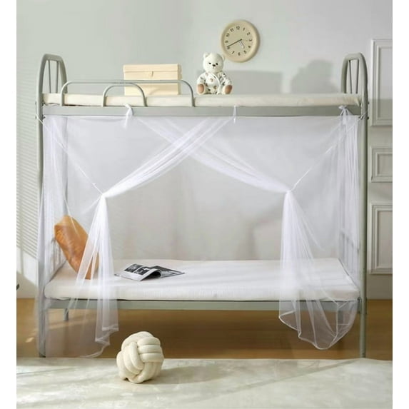 4 Corners White Ultra-encrypted Mosquito Net,Mosquiteros Net for 1m Wide Single Bed, Dorm Bed Canopy,Tight Weave Insect Netting, for Camping Home,Dormitory,Housing Bed Bug Protection