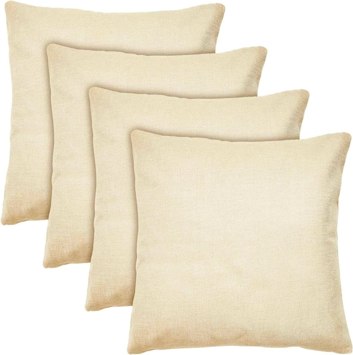 4 Count 100% Polyester Linen Canvas Sublimation Blank 18"x18" Throw Pillow Case Cushion Cover Decor DIY Bulk Heat Press Printing