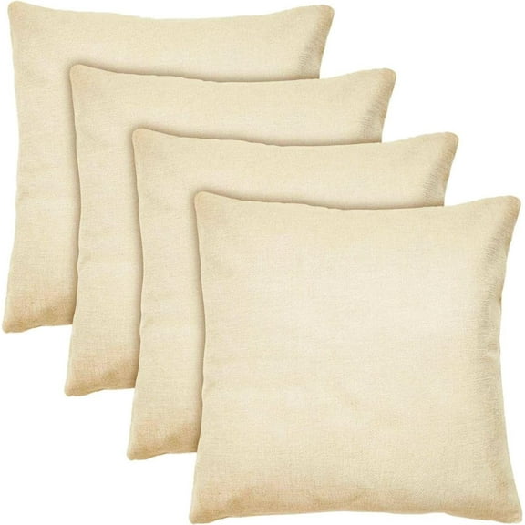 4 Count 100% Polyester Linen Canvas Sublimation Blank 18"x18" Throw Pillow Case Cushion Cover Decor DIY Bulk Heat Press Printing