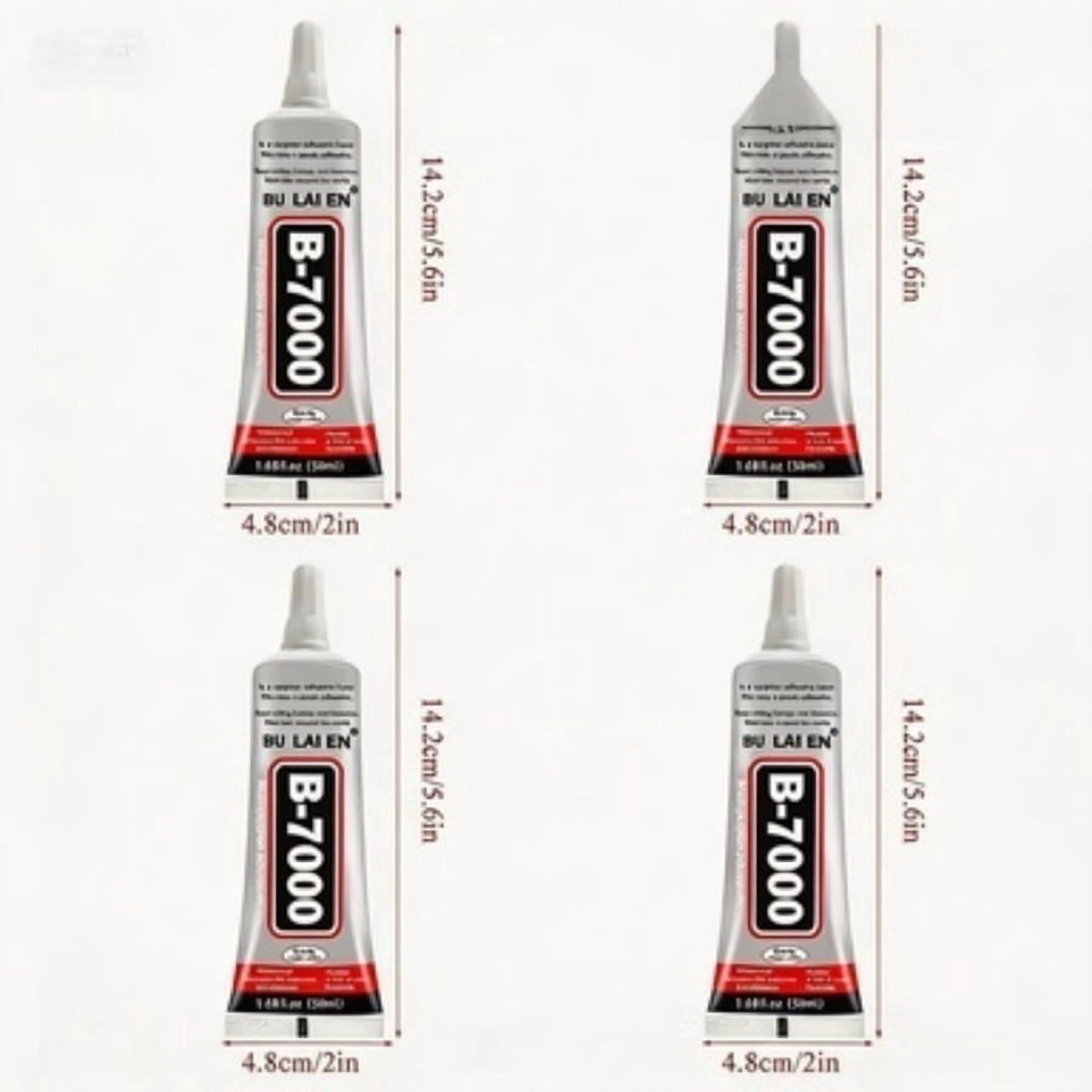 4 Count 110ml B7000 Clear Industrial Grade Multi-Purpose Adhesive, Strong Bond for Rhinestones, Crafts, Jewelry, Fabric, Wood, Glass, Phone Repair and Crystal Stone Bonding