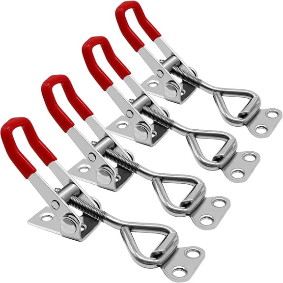 4 Count 304 Stainless Steel Quick Release Toggle Hasp Latches, Adjustable Clamps with 220Lbs Holding Power for Smoker Lids, Jigs, Storage Cases and Doors