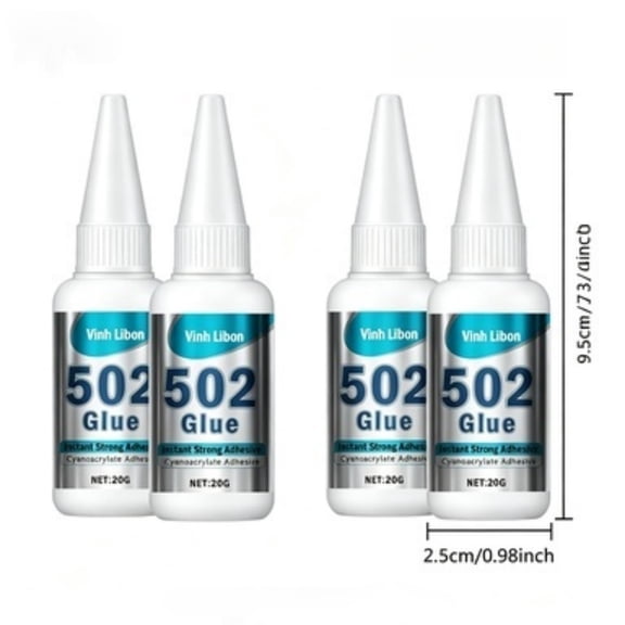 4 Count 502 Instant Strong Super Glue, Transparent Non-Flammable Liquid Adhesive, Quick Fix Multipurpose Glue for Daily Crafts and Small Parts Bonding