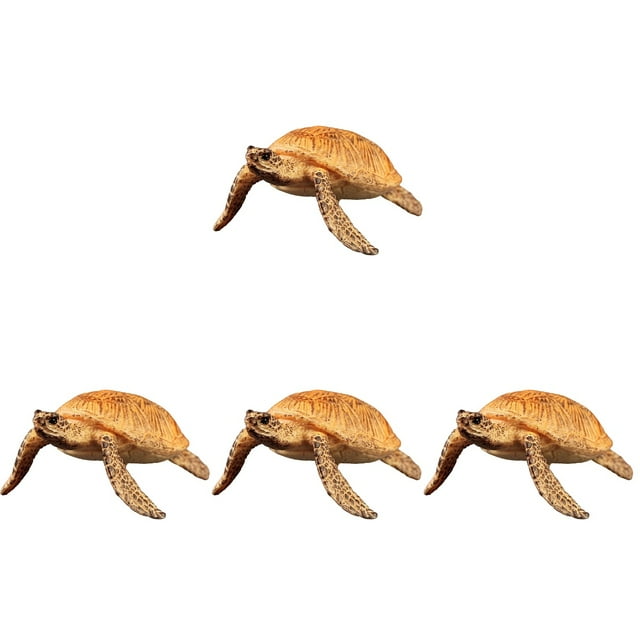 4 Count Artificial Sea Turtle Childrens Toys Plastic Ocean Animals