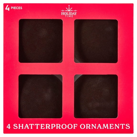 4-Count Dark Brown Velvet-Feel Ball Shatterproof Christmas Ornaments, 4.5", by Holiday Time