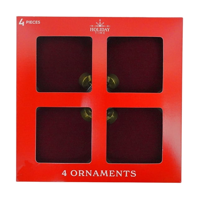 4-Count Dark Red Velvet-Feel Ball Shatterproof Christmas Ornaments, 3.9 ...