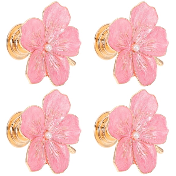 4 Count Decorative Cabinet Knob Wardrobe Toy Organizer Basket Pink
