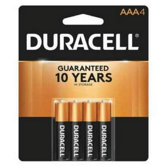 4 Count Duracell AAA Coppertop Alkaline MN2400 Batteries