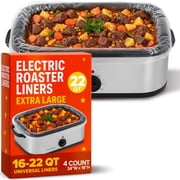 4 Count Extra Large Roaster Liners, Fits 16–22 Qt Oval Roasters, Disposable Rip-Resistant Slow Cooker Bags with Gusset