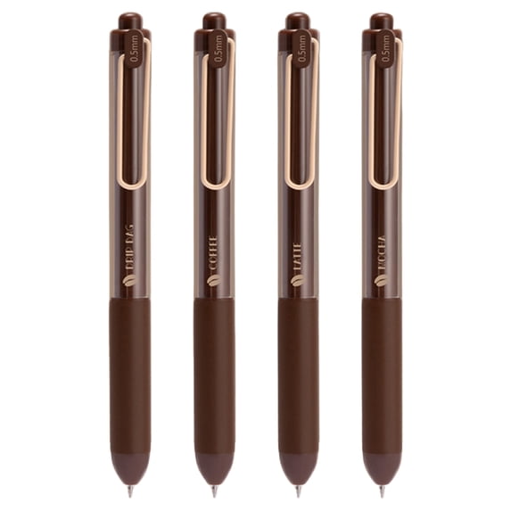 4 Count Gel Ink Pen Set,Cute Note Taking 0.5Mm Fine Point Retractable Black Ink Pens for Writing, Journaling, Office(Khaki)