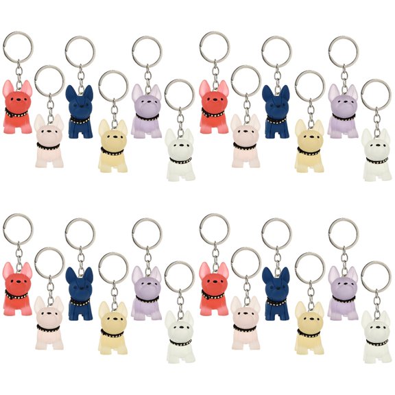 HEATSHAKING Cartoon Style Animal Shape Keychain 24Pcs Resin Metal Bag Pendant
