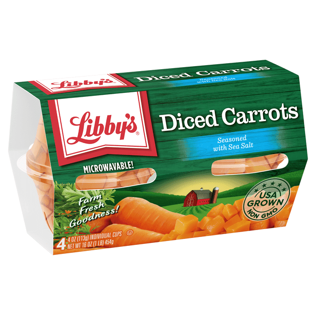 (4 Count) Libby's Diced Carrots, Canned Vegetables, 4 oz(16oz)