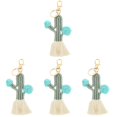 thumbnail image 1 of Set of 4 Soft Plush Cactus Keychains - Cute Tote Bag Charms to Keep Keys Safe and Prevent Loss, 1 of 8