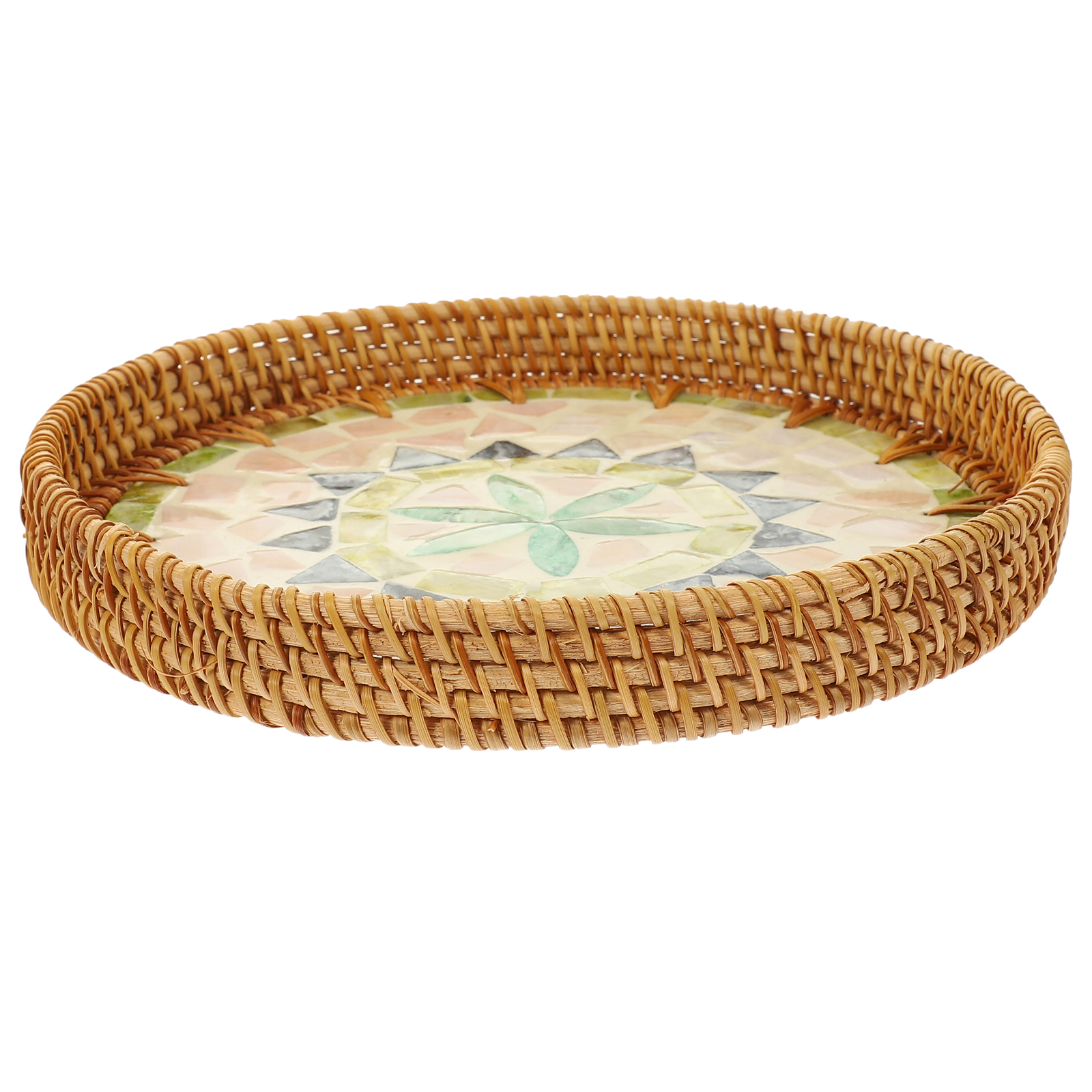 4 Count Rattan Sieve Tray Bread Serving Woven Basket Fruit Weaving