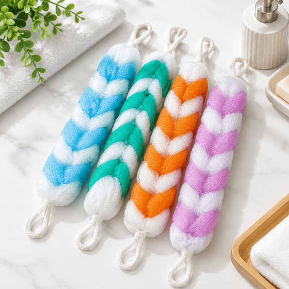 4-Count Shower Loofah Scrubbers, 11.77 x 11.14 x 2.68 Inches