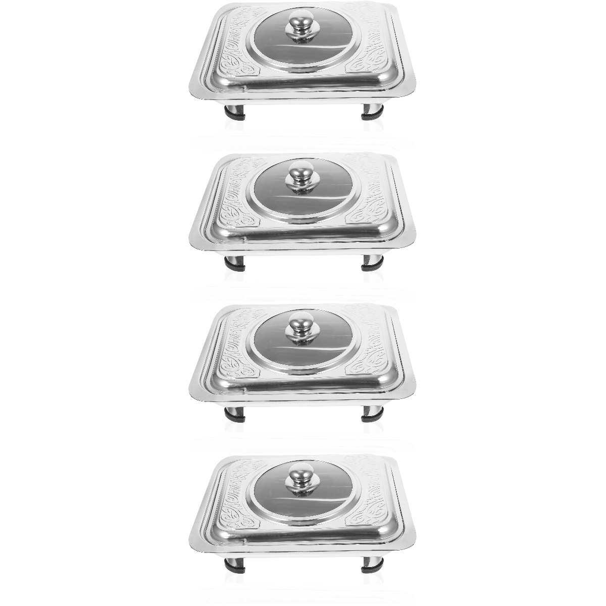 4 Count Steel Buffet Hot Pot Chaffing Dishes Buffet Metal Plate Buffet