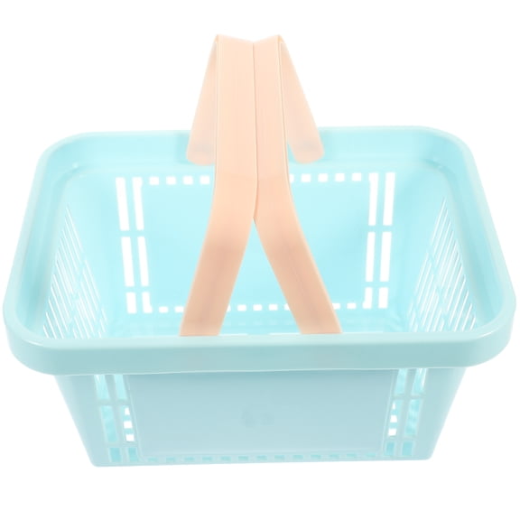 COSMOBETTY Handle Design Sky-Blue PP Toiletry Storage Bin 9.7X7.1X5.1in For Bathroom Organizer