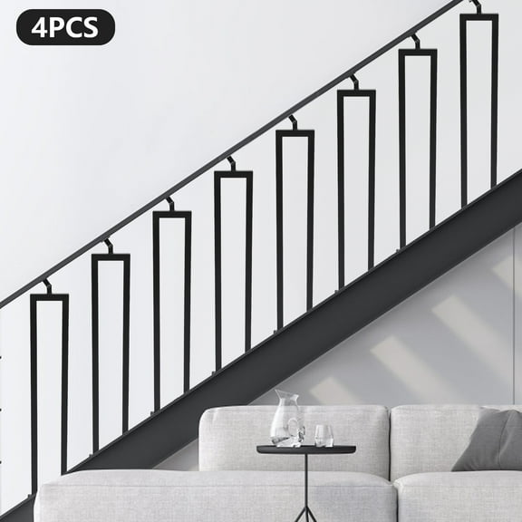 4-Count U-Form Metal Stair Rails, 91.44cm Iron Construction, High-Temp Paint Coating, 3.74in Leg Clearance, Pre-Drilled for Easy Install, Perfect for Corridors, Entrances, and Child Safety