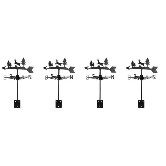 4 Count Wind Vane Outdoor Hollow Direction Indicator Roof Installation Weather Animals Black