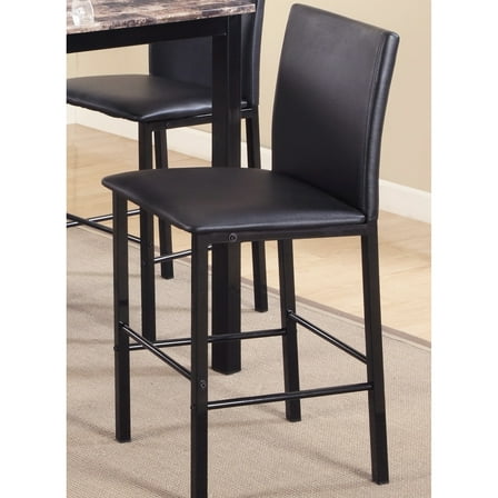 4 Counter Height Dining Chairs - Black Metal Base, Dark Brown Faux Leather Seat & Back Cover 4 Chair Metal,