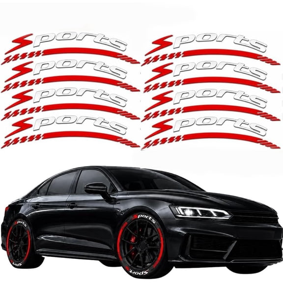 4 Counts/Set Car Wheel Hub Decals, Car Wheel Hub Decals for 4 Tires, Motorcycle Rim Sport Stickers, 3D Thick Waterproof Universal Accessories, Sport Lettering Set for SUV Sedan Truck Rim Decor