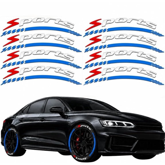 4 Counts/Set Car Wheel Hub Decals, Car Wheel Hub Decals for 4 Tires, Motorcycle Rim Sport Stickers, 3D Thick Waterproof Universal Accessories, Sport Lettering Set for SUV Sedan Truck Rim Decor
