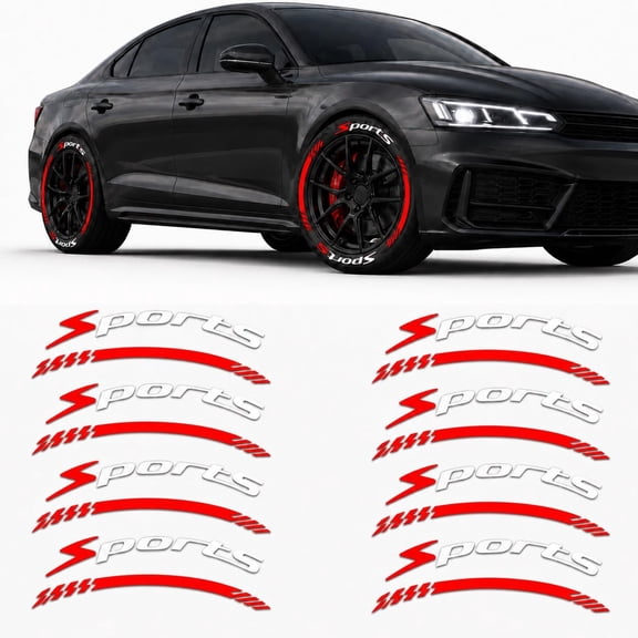 4 Counts/Set Car Wheel Hub Decals, Motorcycle Rim Sport Stickers 3D Reflective Automotive Tire Emblem Car Decor Accessories for All Vehicles