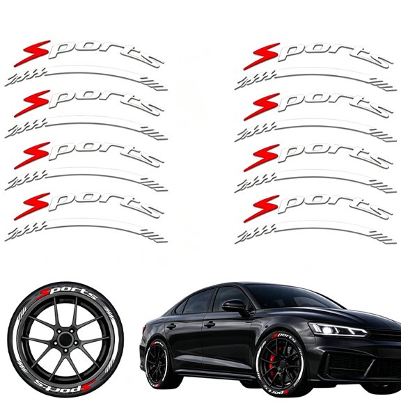 4 Counts/Set Car Wheel Hub Decals for 4 Tires, 3D Reflective Automotive Tire Emblem Car Decor Accessories, for All Vehicles(White)