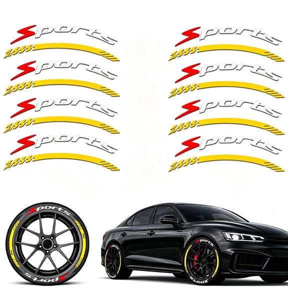 4 Counts/Set Car Wheel Hub Decals for 4 Tires, 3D Reflective Automotive Tire Emblem Car Decor Accessories, for All Vehicles(Yellow)