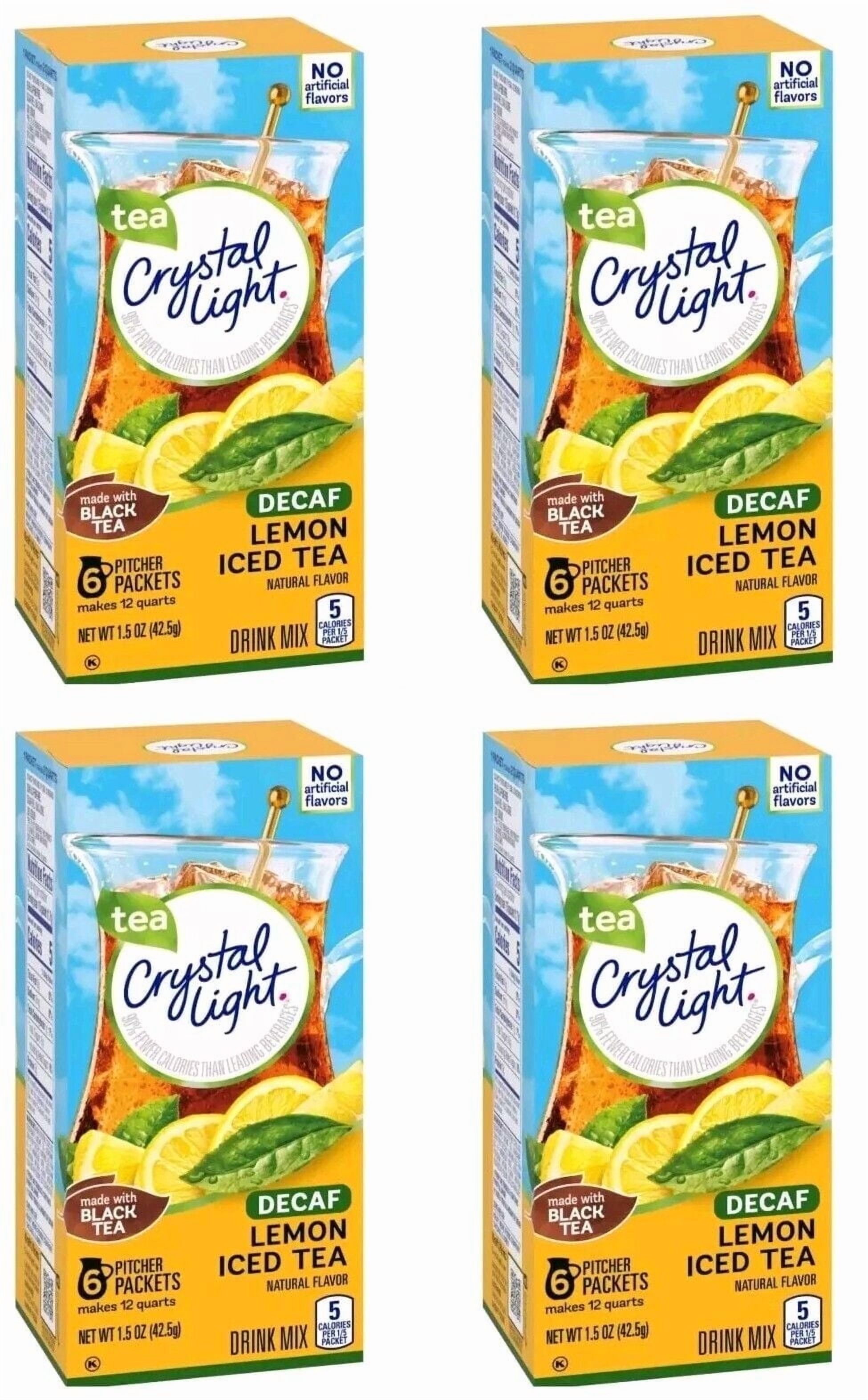 4 Crystal Light Decaf Lemon Iced Tea Sugar Free Drink Mix 24 Ct Pitcher Packets