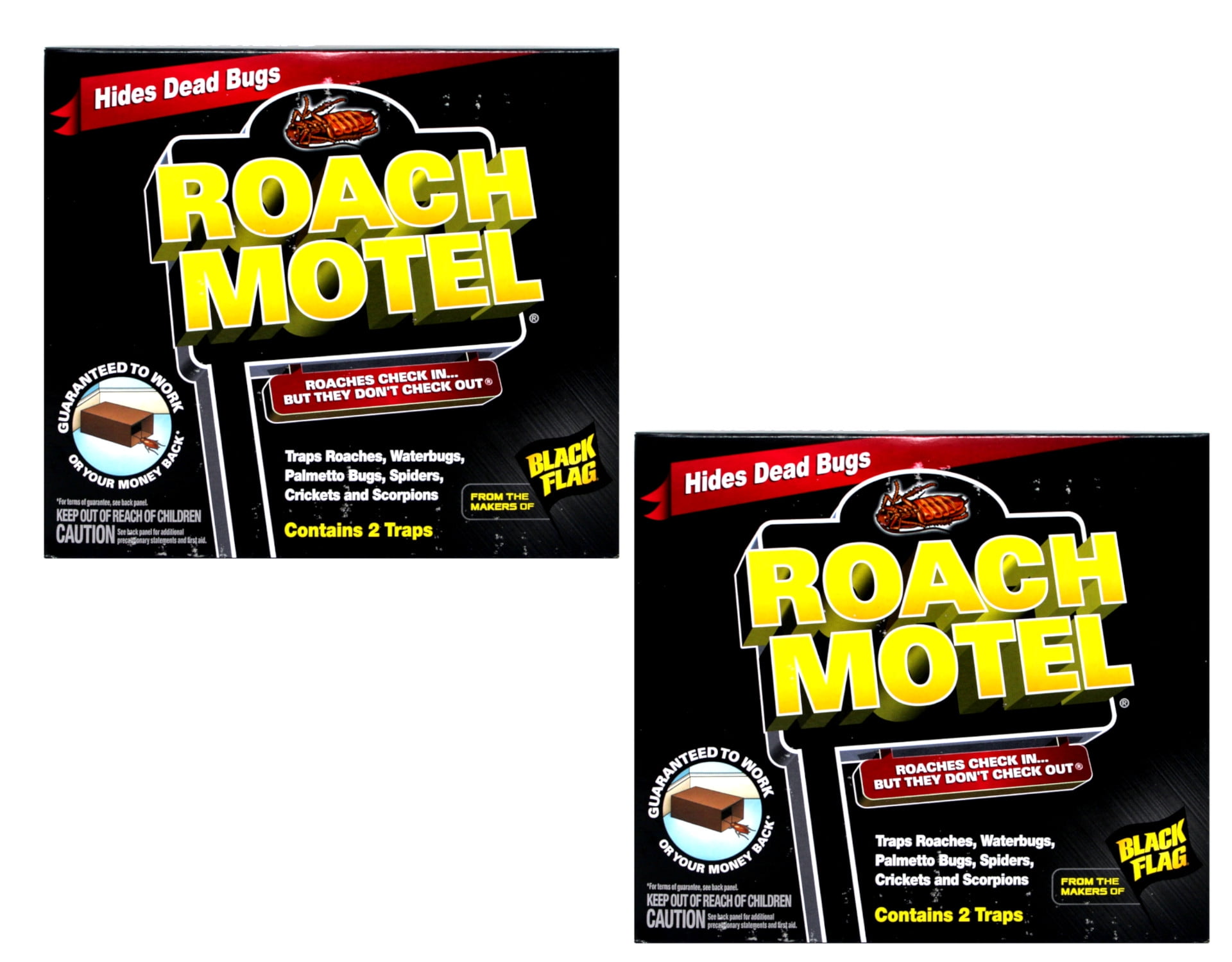 4PK Black Flag, 2 Pack, Roach Motel, Kills Roaches Without Poison, Spray O