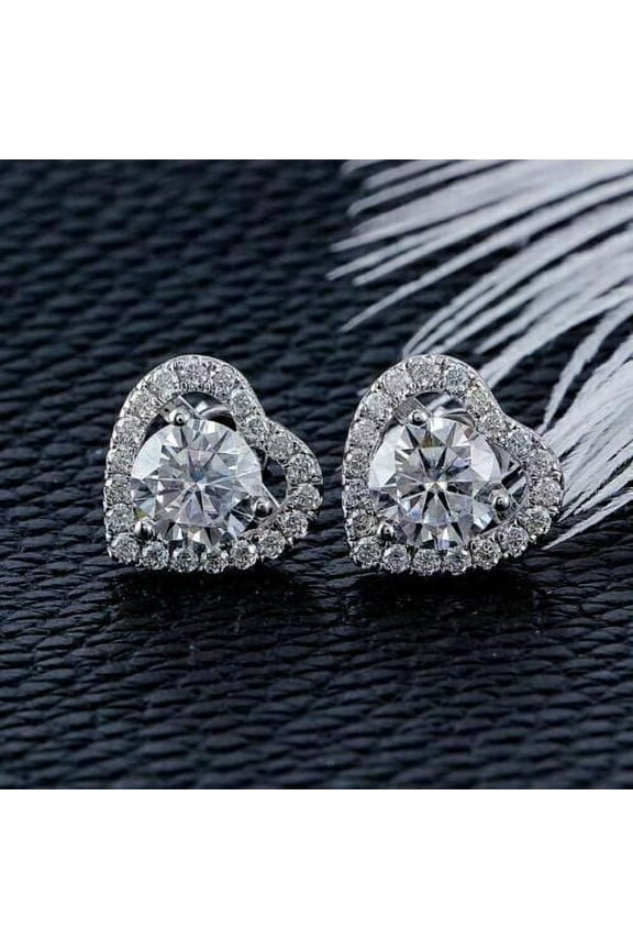 4 Ct Certified Round Shape Studs Diamond White Gold Finish Great Shine &Luster