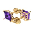 thumbnail image 1 of 4 Ct Princess Cut Studs Purple Natural Amethyst 14K Yellow Solid Solid Gold Everyday Dainty Earrings Push Back, 1 of 7