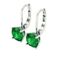 thumbnail image 1 of 4 Ct Round Cut Drop Dangle Green Emerald 14K White Solid Solid Gold Everyday Dainty Earrings Lever Back, 1 of 6
