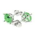 thumbnail image 1 of 4 Ct Round Cut Studs Green Crystal 14K White Solid Gold Everyday Dainty Earrings Push Back, 1 of 7