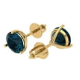 thumbnail image 1 of 4 Ct Round Cut Studs Natural London Blue Topaz 14K Yellow Solid Solid Gold Everyday Dainty Earrings Screw Back, 1 of 7