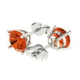 thumbnail image 1 of 4 Ct Round Cut Studs Red Crystal 18K White Solid Gold Everyday Dainty Earrings Push Back, 1 of 7