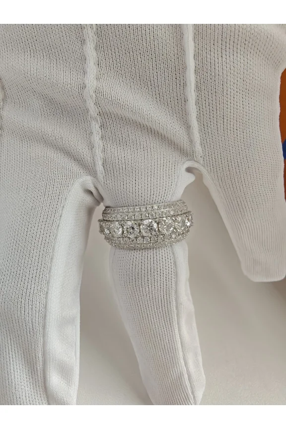 4 Ct Round Cut White Moissanite Eternity Men's Wedding Ring 14K White Gold Plated