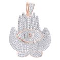 thumbnail image 1 of AFFY 4 Cttw Round Cut White Natural Diamond Hip Hop Jewelry Praye Hand Evil Eye Pendant In 14k Solid Rose Gold, 1 of 1